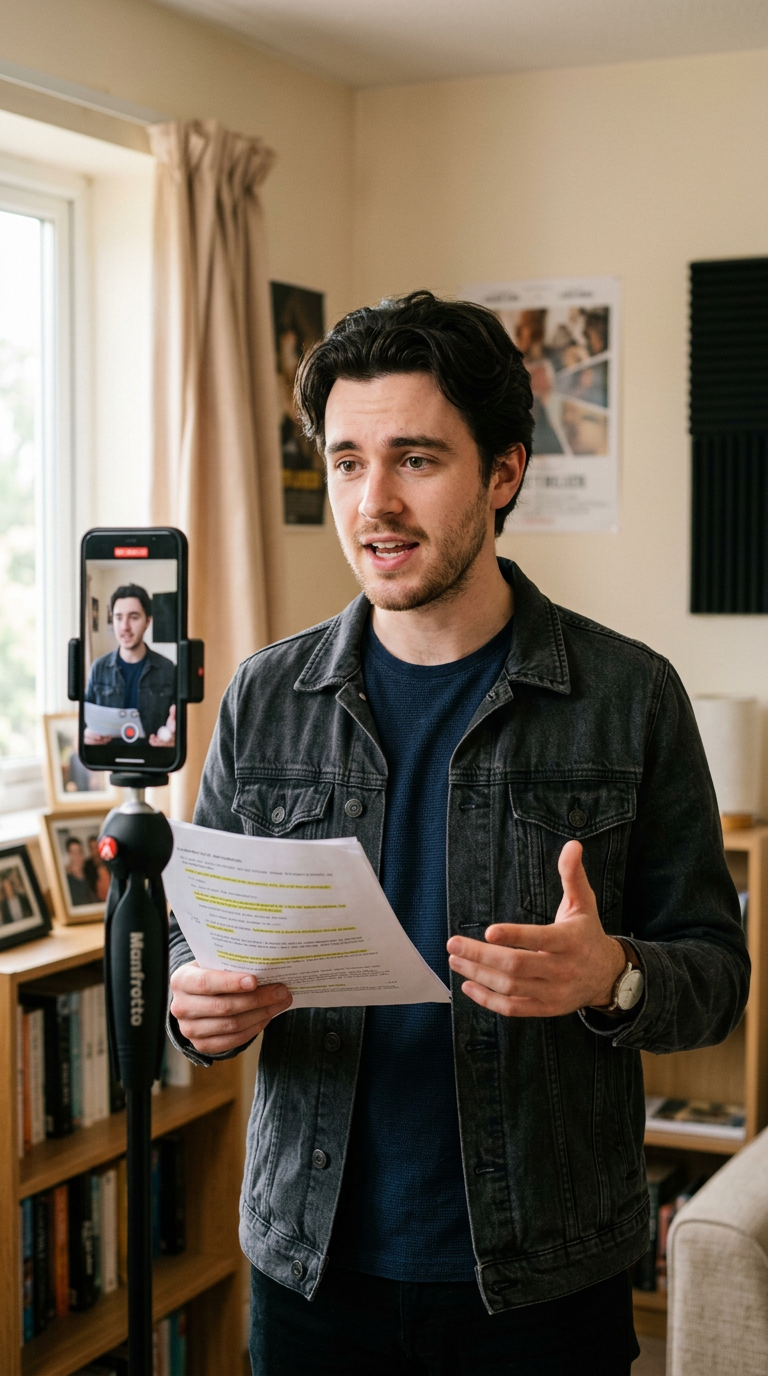 Nano Banana 2 – Create a portrait of a man filming himself auditioning for an acting role_2